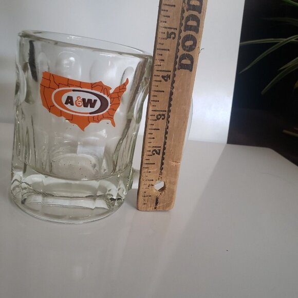Vtg A&W Root Beer 4.5" Heavy Glass Mug Coast To Coast US Map Logo 8 oz - Picture 7 of 7